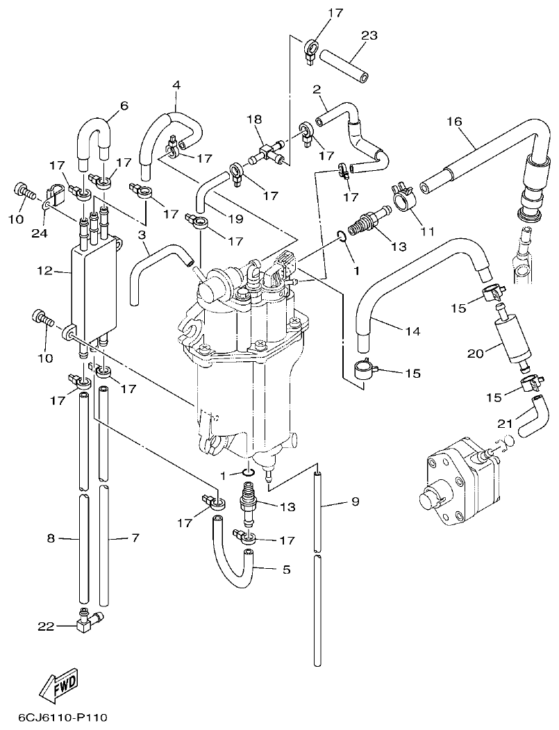 Yamaha F70AET FUEL INJECTION PUMP 2 parts diagram